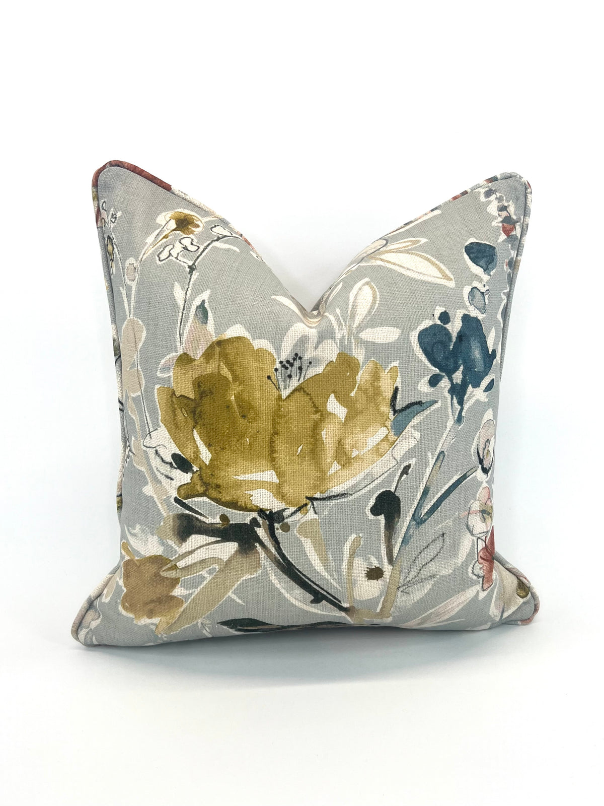 Botanical Kira Mist Designer Fabric in a Decorative Pillow