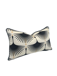 Art Deco Swans in Black Swan on Cream, 12"Wingspan, Decorative Pillow