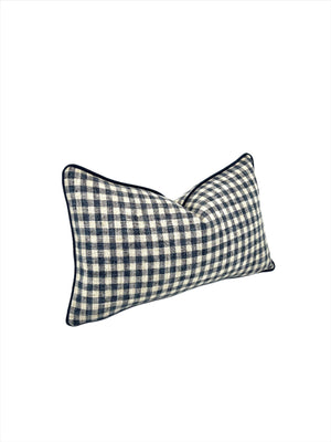 Zippy Lakeland Check Decorative Pillow Cover in Federal Blue & Oatmeal