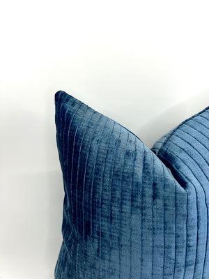 Decorative Pillow Cover in Channels Blue Chambray Velvet