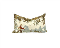 Decorative Pillow Cover in Vintage Tolie Fishing Fabric