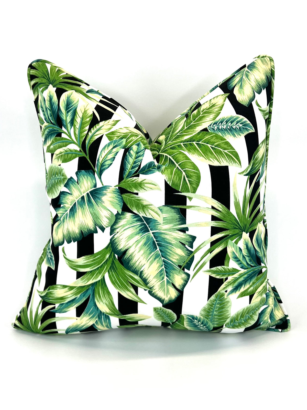 Freemont Palmetto in Decorative Outdoor Pillow in Swaying Palms on Stripes