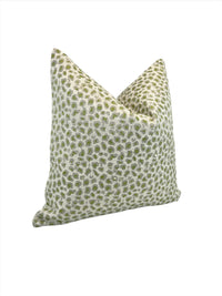 Winter Nikki Lemon Grass Green Leopard Faux Heavyweight fabric in a Decorative Pillow