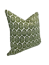 Floral Kale Green Lynn Decorative Pillow in Slub Linen