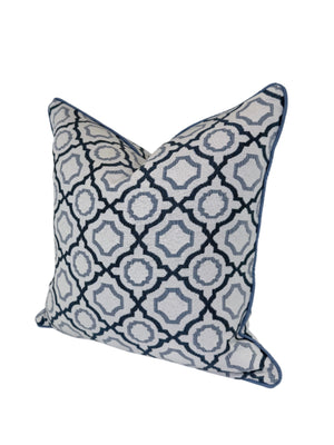 Savannah Blues Medallion Indoor/Outdoor Performance Fabric in a Decorative Pillow or Bolster