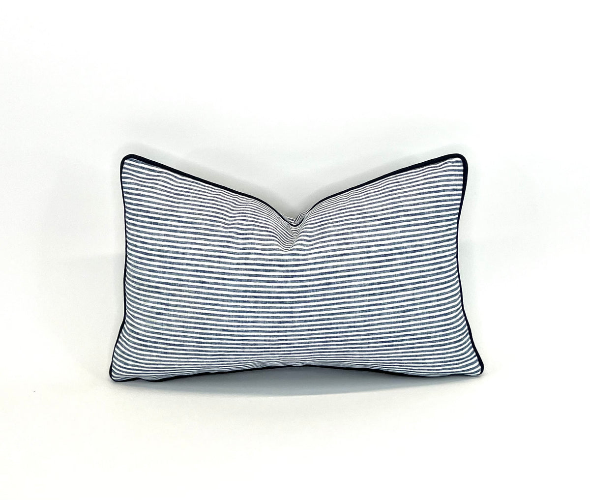 Ticking Dusty Blue & White on Woven Fabric Decorative Pillow Cover - Multiple Colors