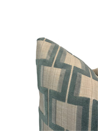 Powers Seaglass Lattice Velvet Heavy Duty Upholstery Fabric in a Decorative Pillow or Bolster