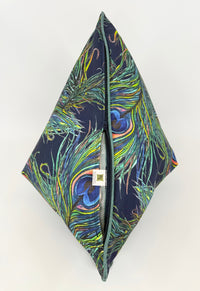 Painted Peacock Feather Jewel Tone Decorative Pillow or Bolster