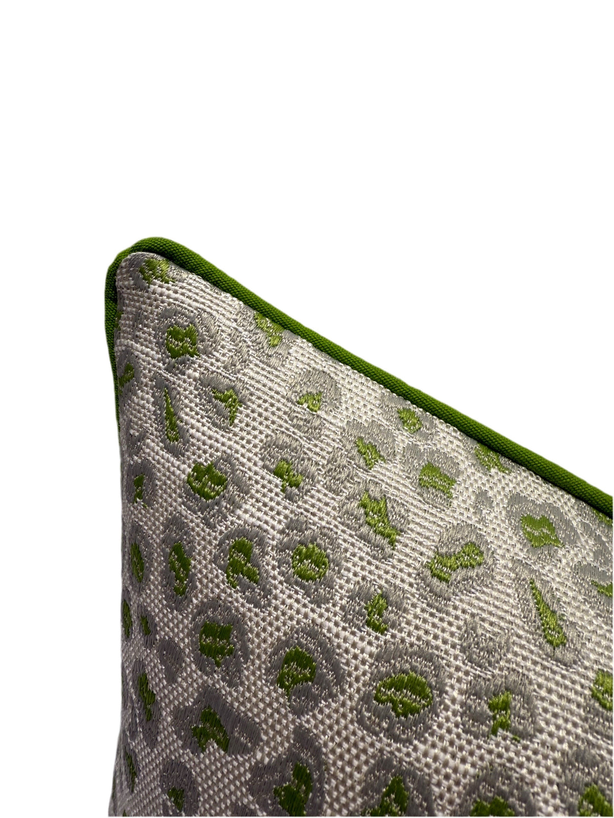 Winter Nikki Lemon Grass Green Leopard Faux Heavyweight fabric in a Decorative Pillow