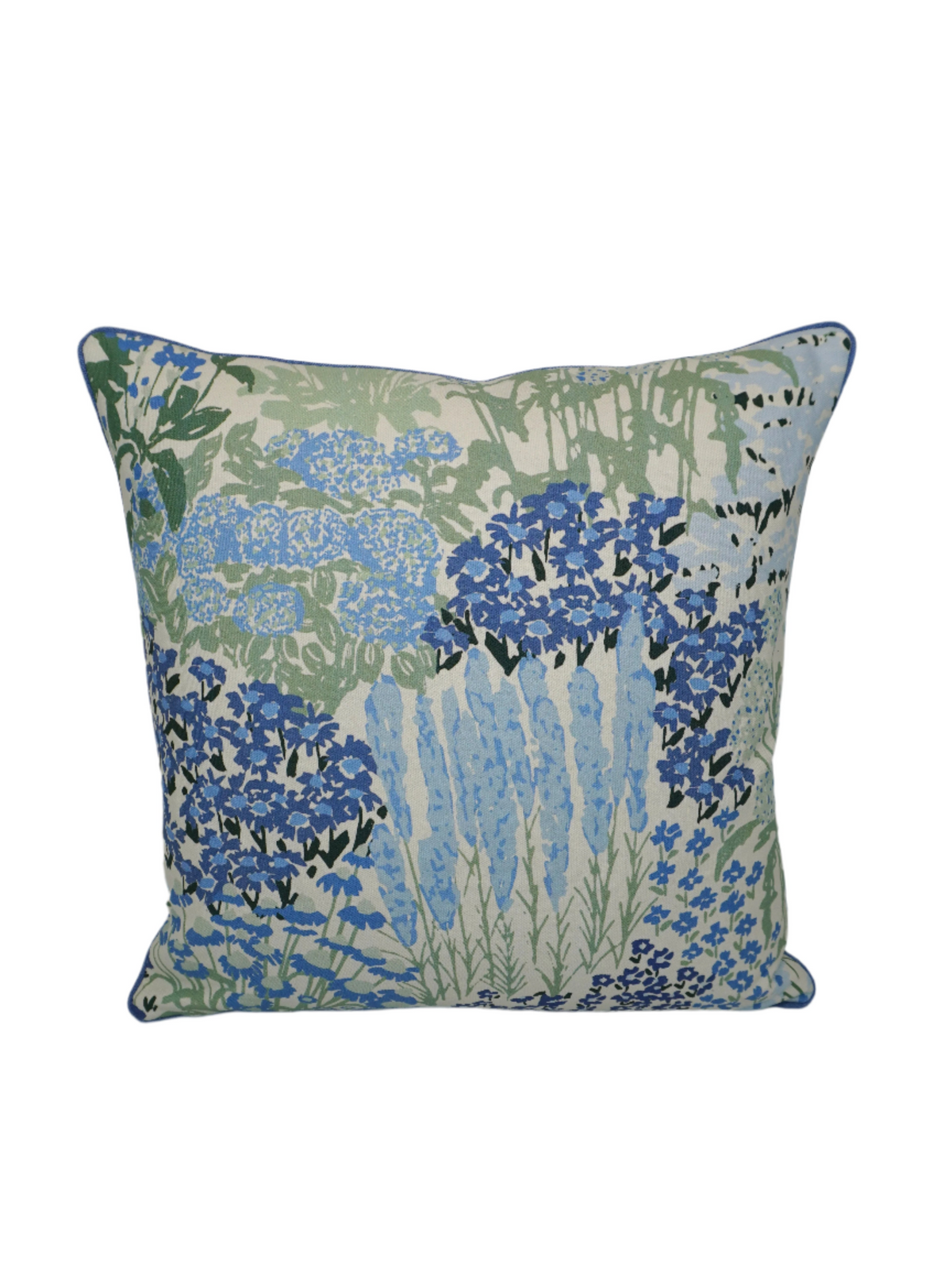 Garden-Bloom Floral-Blue & Green Fabric in a Decorative Pillow or Bolster