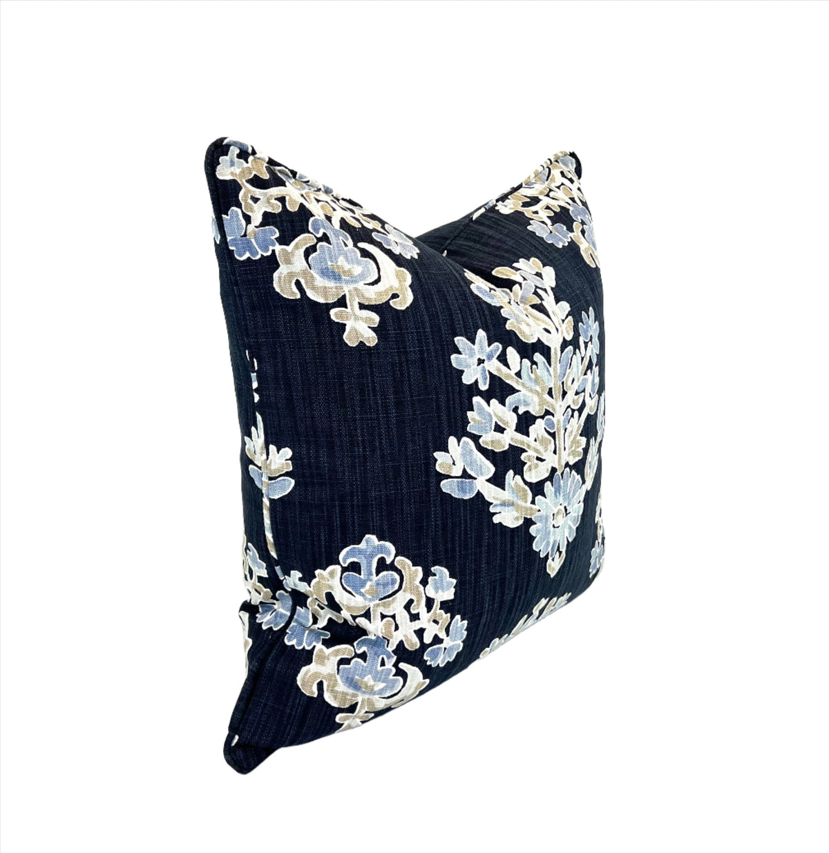 Decorative Pillow Cover in Clara Cornflower Indigo Fabric