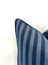 Sunbrella Striped Decorative Pillow Cover in Sail Away Denim