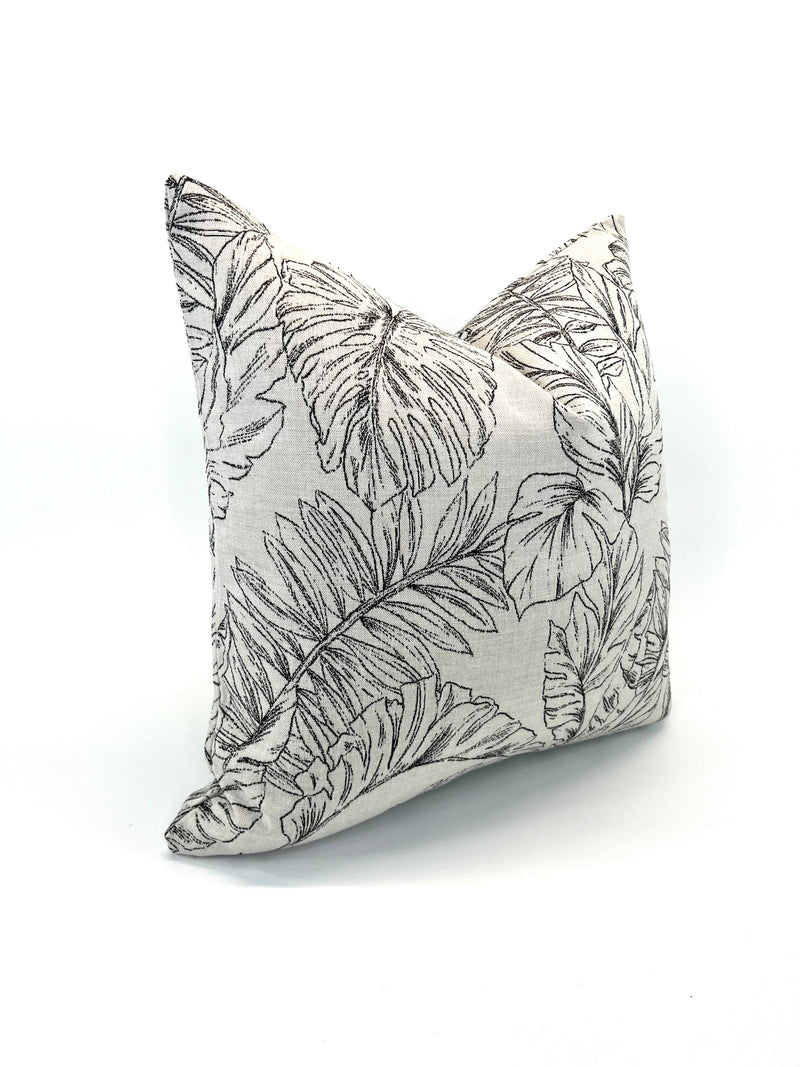 Calm Graphite Palm Sunbrella Indoor/Outdoor Fabric in Decorative Pillow Cover