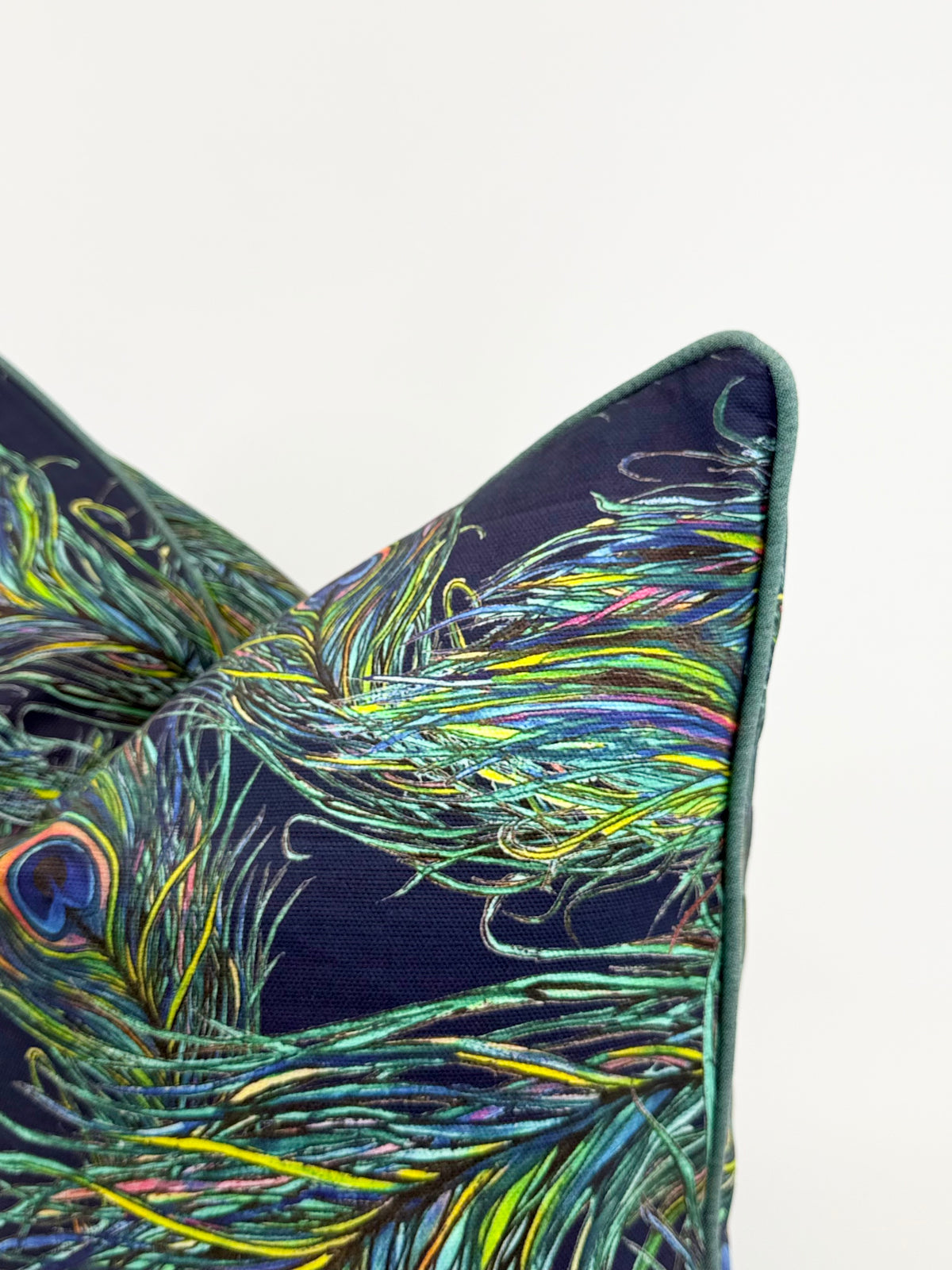 Painted Peacock Feather Jewel Tone Decorative Pillow or Bolster