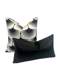 Art Deco Swans in Black Swan on Cream, 12"Wingspan, Decorative Pillow