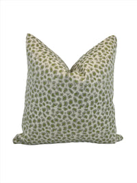 Winter Nikki Lemon Grass Green Leopard Faux Heavyweight fabric in a Decorative Pillow