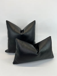 Designer Black Faux Leather Pillow