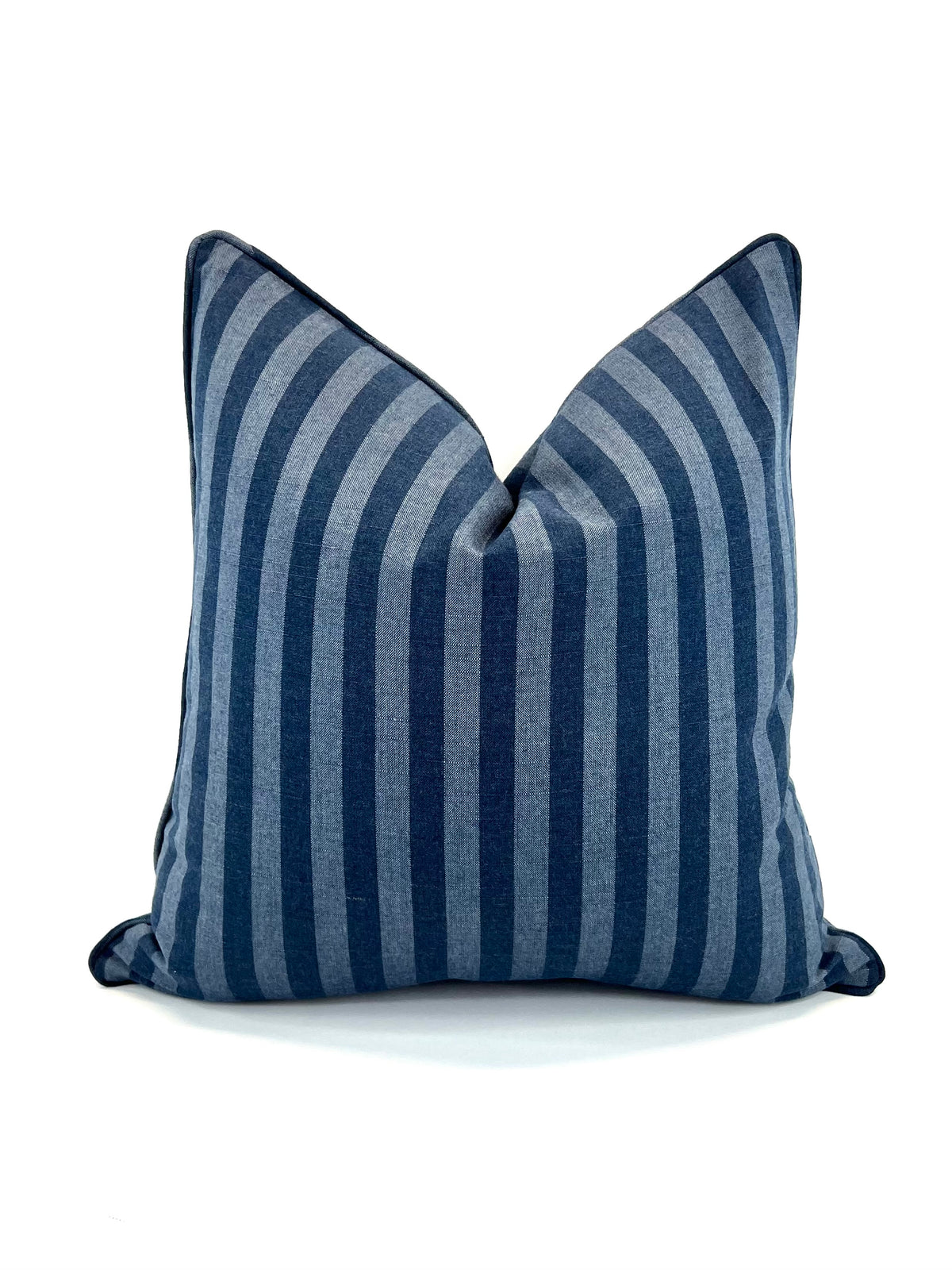 Sunbrella Striped Decorative Pillow Cover in Sail Away Denim