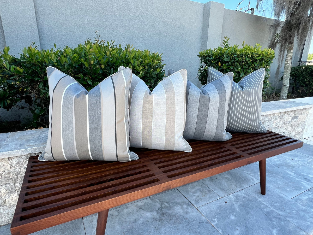 Decorative Sunbrella Striped Pillow Cover in Milano Charcoal