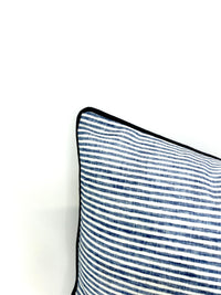 Ticking Dusty Blue & White on Woven Fabric Decorative Pillow Cover - Multiple Colors