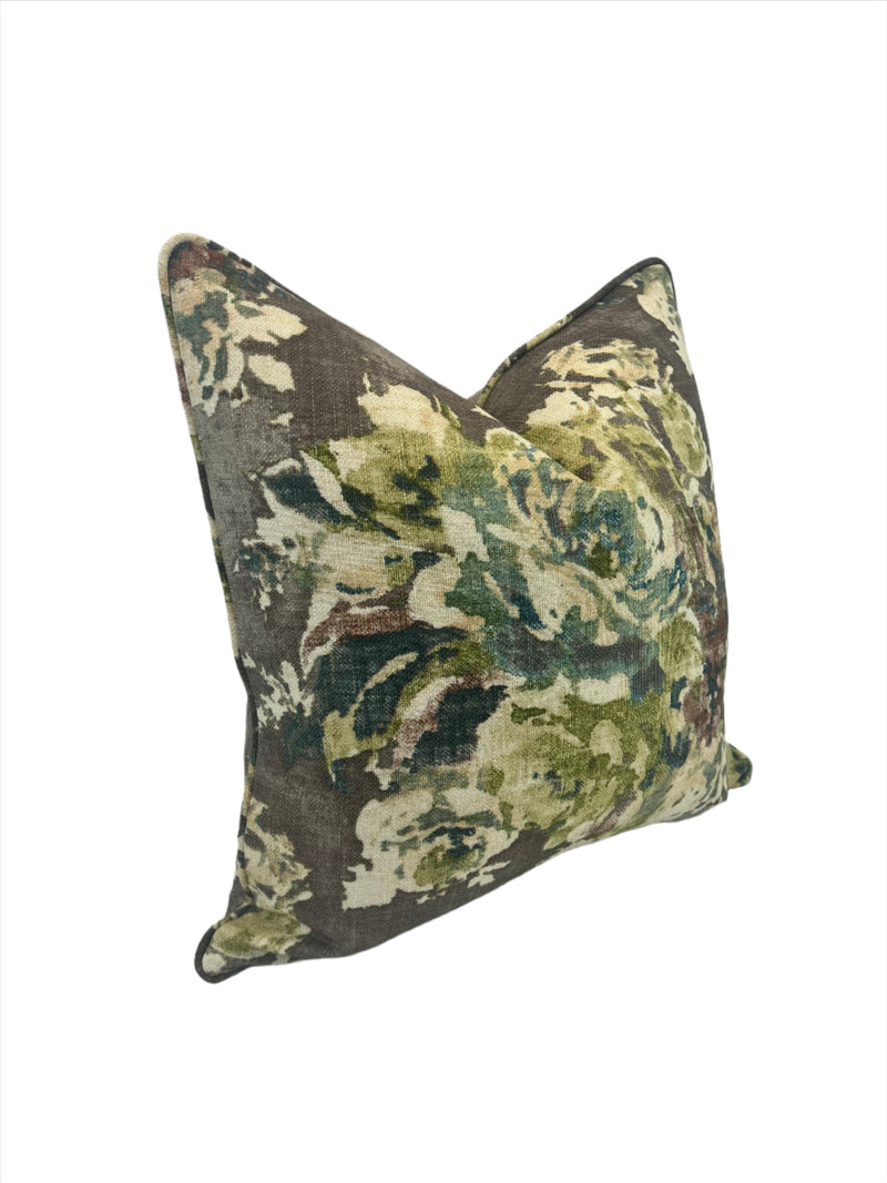 Floral Venus BasketWeave Cinder-smoke Decorative Pillow