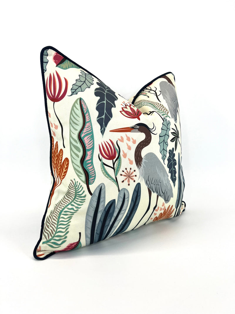 Heron & Plants Decorative Pillow Cover (Inserts Now Available!)