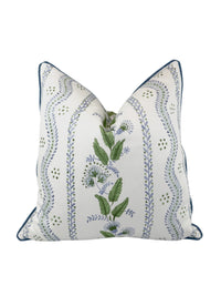 Cornflower Blues & Greens Vine Decorative Pillow or Bolster