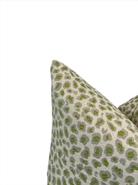 Winter Nikki Lemon Grass Green Leopard Faux Heavyweight fabric in a Decorative Pillow