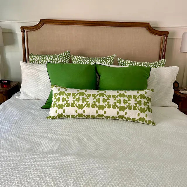 Kelly Green Linen fabric in a Decorative Pillow Cover