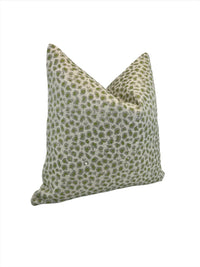 Winter Nikki Lemon Grass Green Leopard Faux Heavyweight fabric in a Decorative Pillow