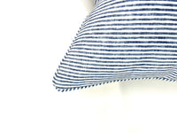 Ticking Dusty Blue & White in Kelly Green Welt/Piping Decorative Pillow Cover - Multiple Colors