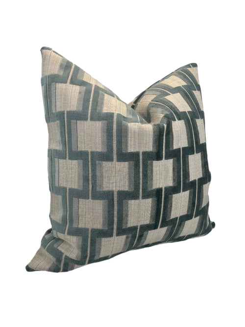 Powers Seaglass Lattice Velvet Heavy Duty Upholstery Fabric in a Decorative Pillow or Bolster