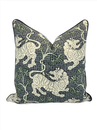 Indigo Chinese Lion Dance Decorative Pillow (Inserts Now Available!)