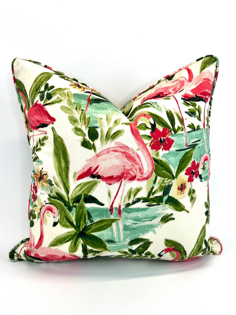 Flamingos in the Palms Decorative Pillow Cover (Inserts Now Available!)
