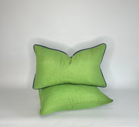 Kelly Green Linen fabric in a Decorative Pillow Cover