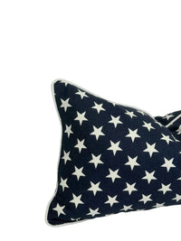 Patriotic Stars Pillow Cover | Navy Blue & White Star Throw Pillow or Bolster