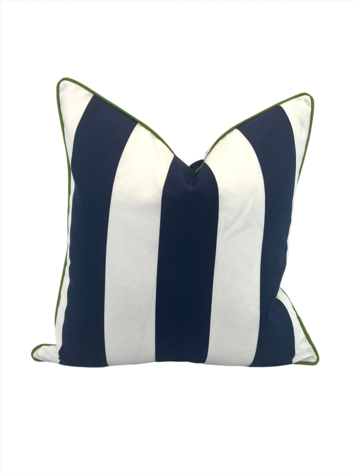 Large Blue Cabana Stripe Sunbrella Fabric in a Decorative Pillow