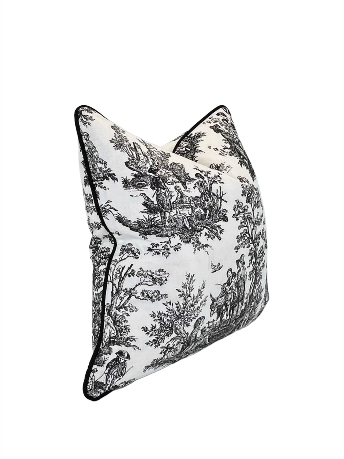 Colonial Black & White Toile Decorative Pillow