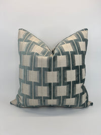 Powers Seaglass Lattice Velvet Heavy Duty Upholstery Fabric in a Decorative Pillow or Bolster