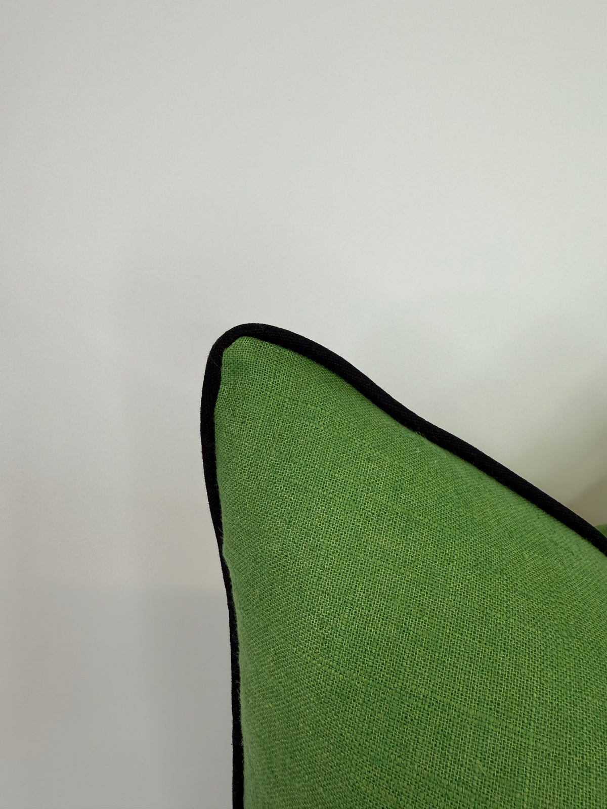 Kelly Green Linen fabric in a Decorative Pillow Cover