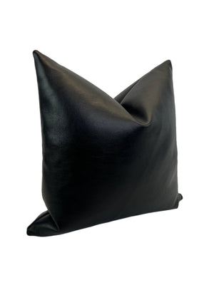 Designer Black Faux Leather Pillow