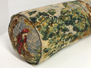 Bolster in Bosporus Toile Billard 128 or Flax Distressed Toile Fabric | Includes Premium Insert
