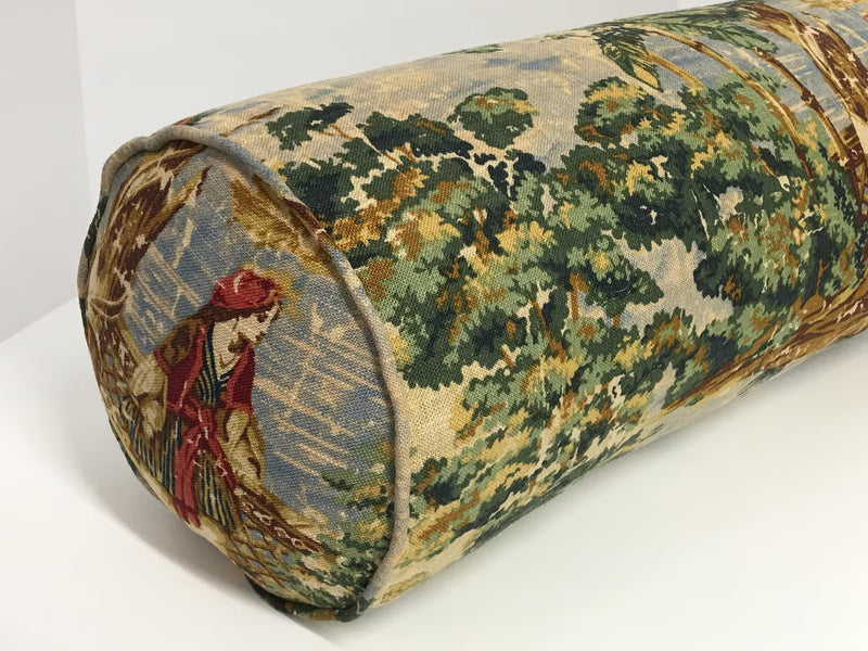 Bolster in Bosporus Toile Billard 128 or Flax Distressed Toile Fabric | Includes Premium Insert