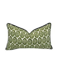 Floral Kale Green Lynn Decorative Pillow in Slub Linen