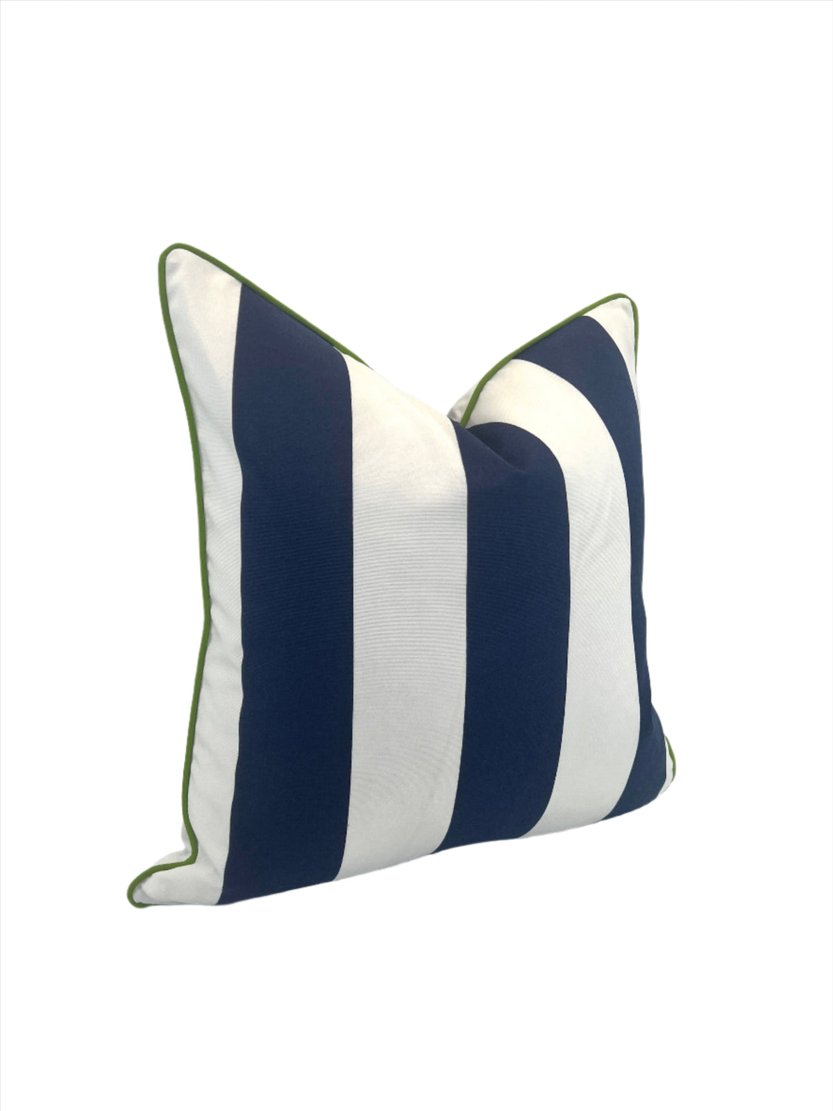 Large Blue Cabana Stripe Sunbrella Fabric in a Decorative Pillow