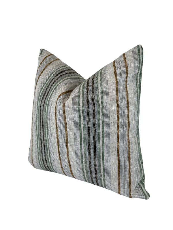 Eucalyptus Stripe Indoor/Outdoor Performance fabric in a Decorative Pillow or Bolster