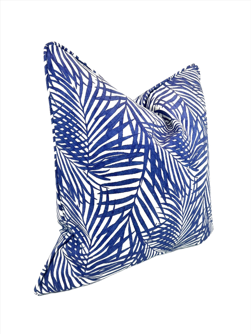 New!!! Blue Watercolor Palm Fronds Decorative Pillow