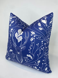 Delicate Blue Stag Deer in the Forest Decorative Pillow