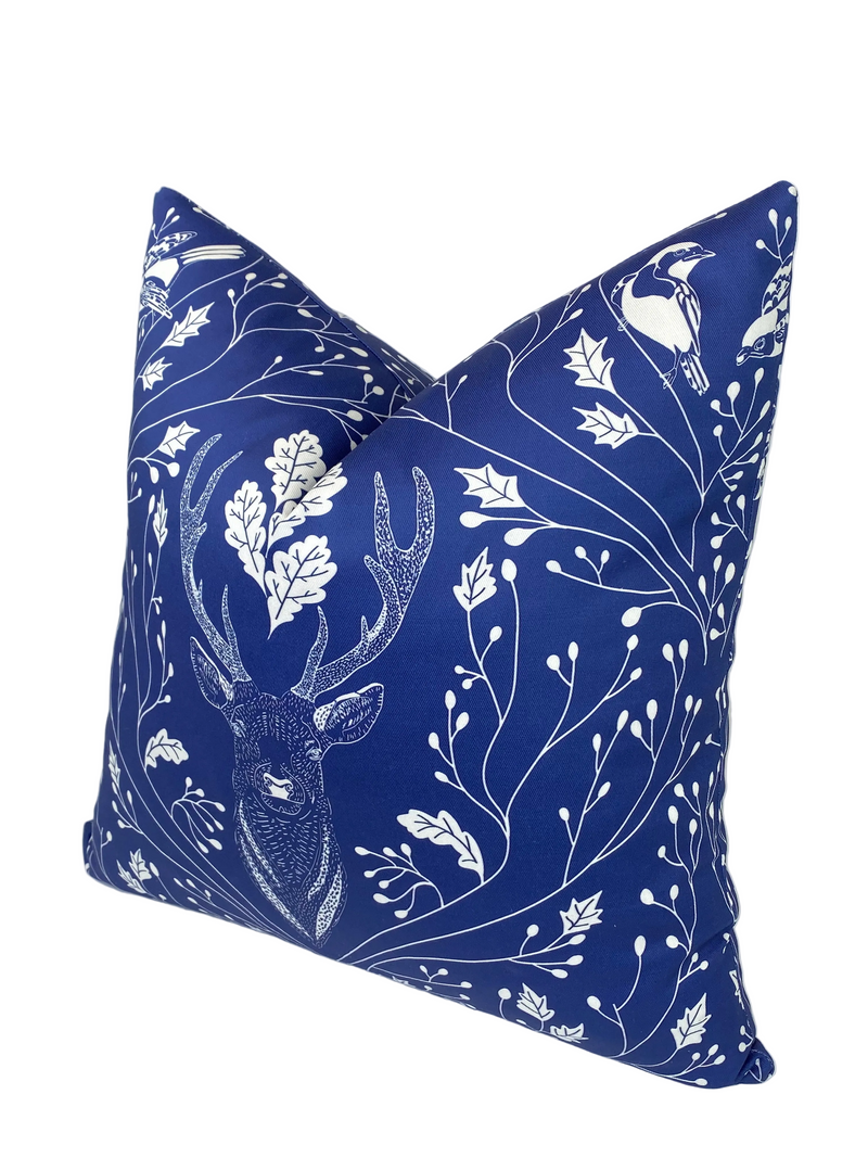 Delicate Blue Stag Deer in the Forest Decorative Pillow