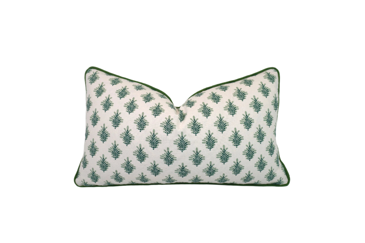 Little Spruce Leaf Medallion Fabric in a Decorative Pillow or Bolster